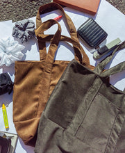 Load image into Gallery viewer, Brown Corduroy Tote Bag