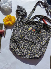 Load image into Gallery viewer, Black Floral Tote Bag